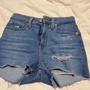 Levi's Blue Distressed Jean Shorts